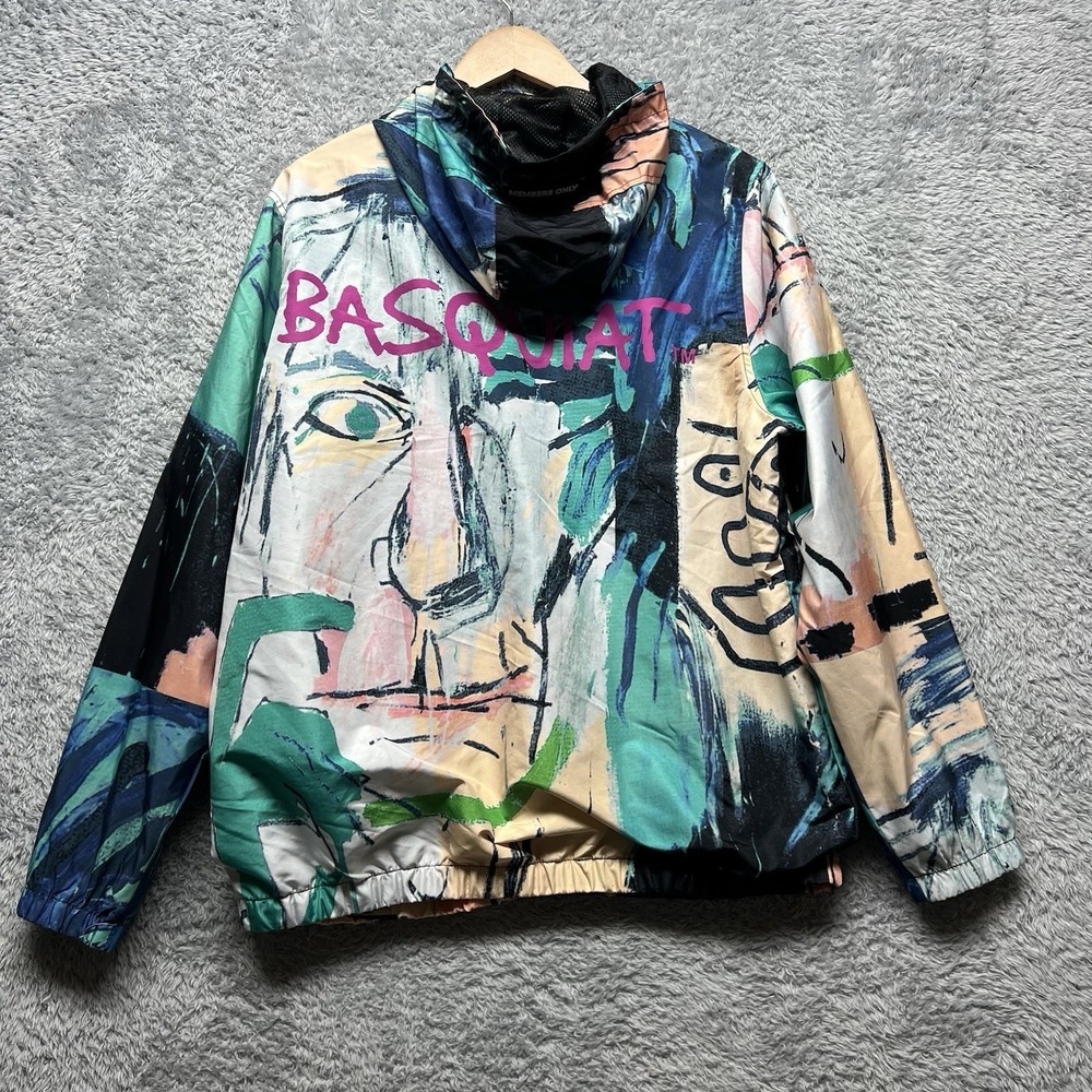 Members Only‎ Jean Michel Basquiat Jacket Large Hoodie Abstract Art Graffiti